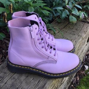 lavender combat boots